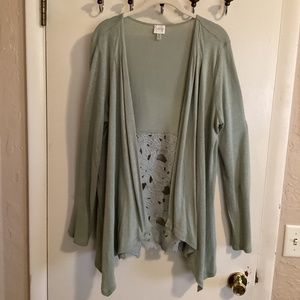 cardigan in sage green.  Size L